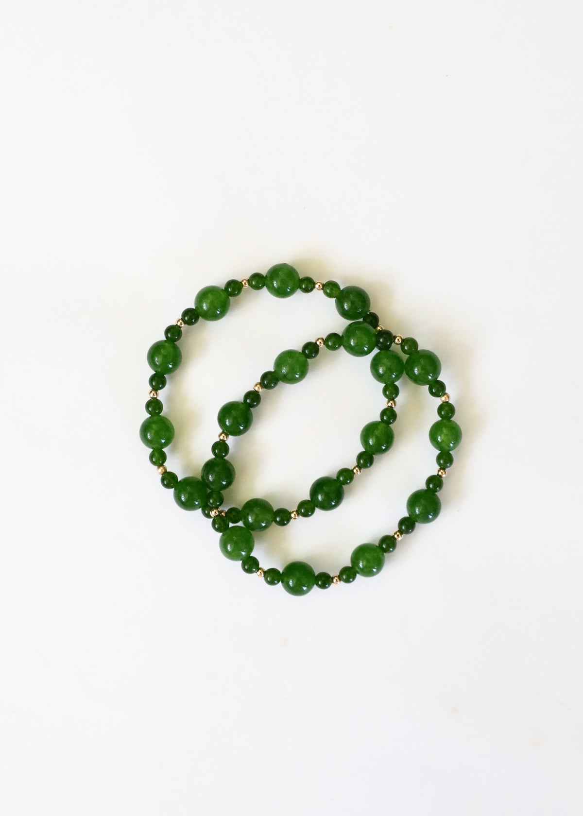 Green Jade + 14k Gold Filled || Stretch Bracelet