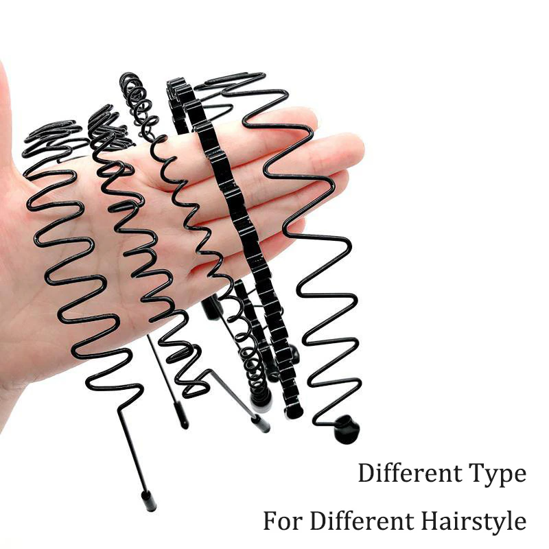 6Pcs Metal Hair Headband Wave Style Hoop Band Comb Sports Hairband Men Women US seller