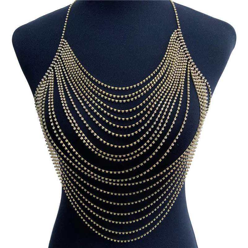 Exaggerated Rhinestone Body Chain for Nightclubs - Lingerie