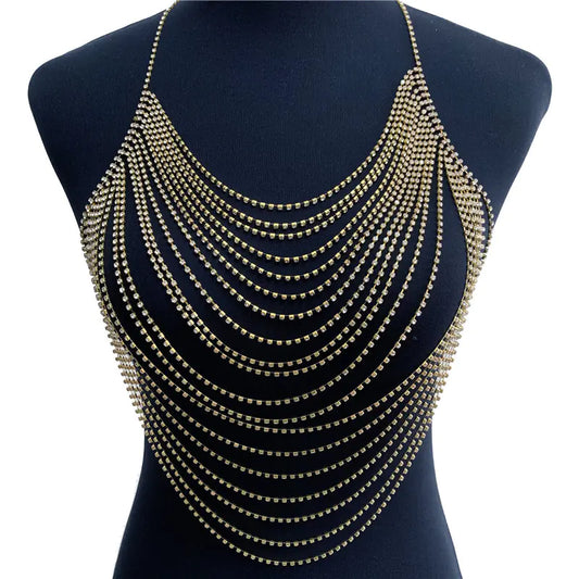 Exaggerated Rhinestone Body Chain for Nightclubs - Lingerie