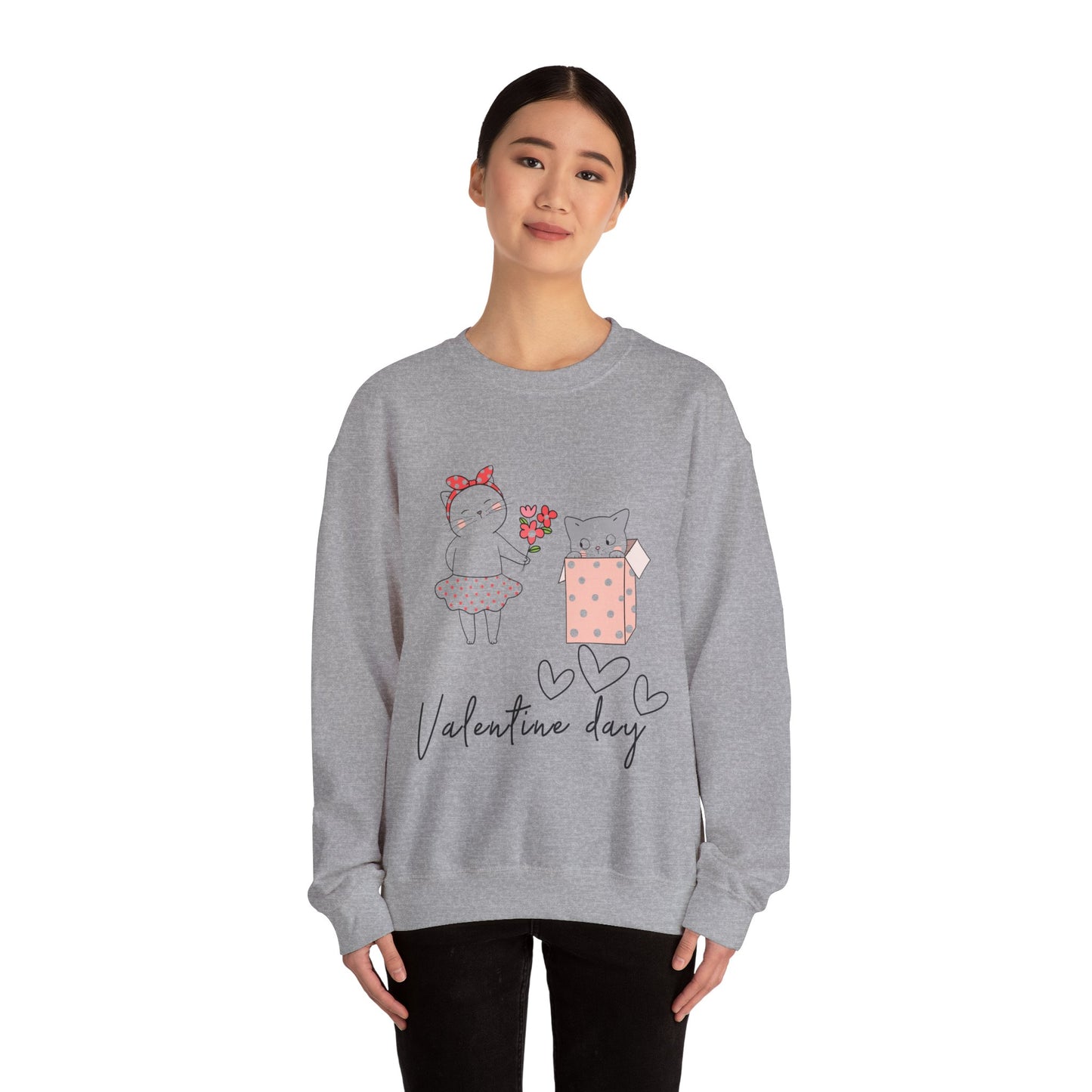 Cute Cat Valentine Crewneck Sweatshirt, Valentine Shirt, Cat, Valentines Heart Sweatshirt, Funny Valentine Day Shirt, Valentine's Day Gift