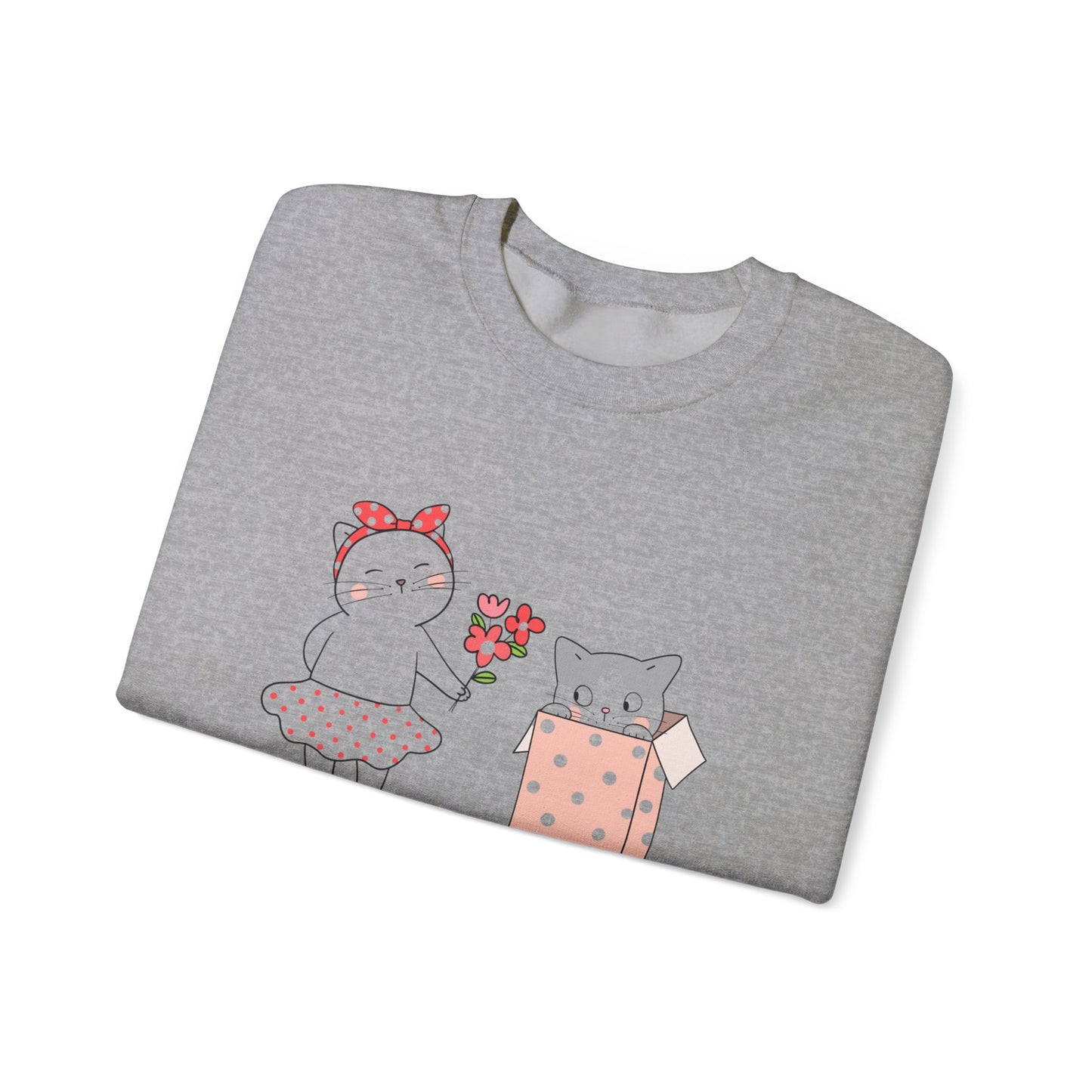 Cute Cat Valentine Crewneck Sweatshirt, Valentine Shirt, Cat, Valentines Heart Sweatshirt, Funny Valentine Day Shirt, Valentine's Day Gift