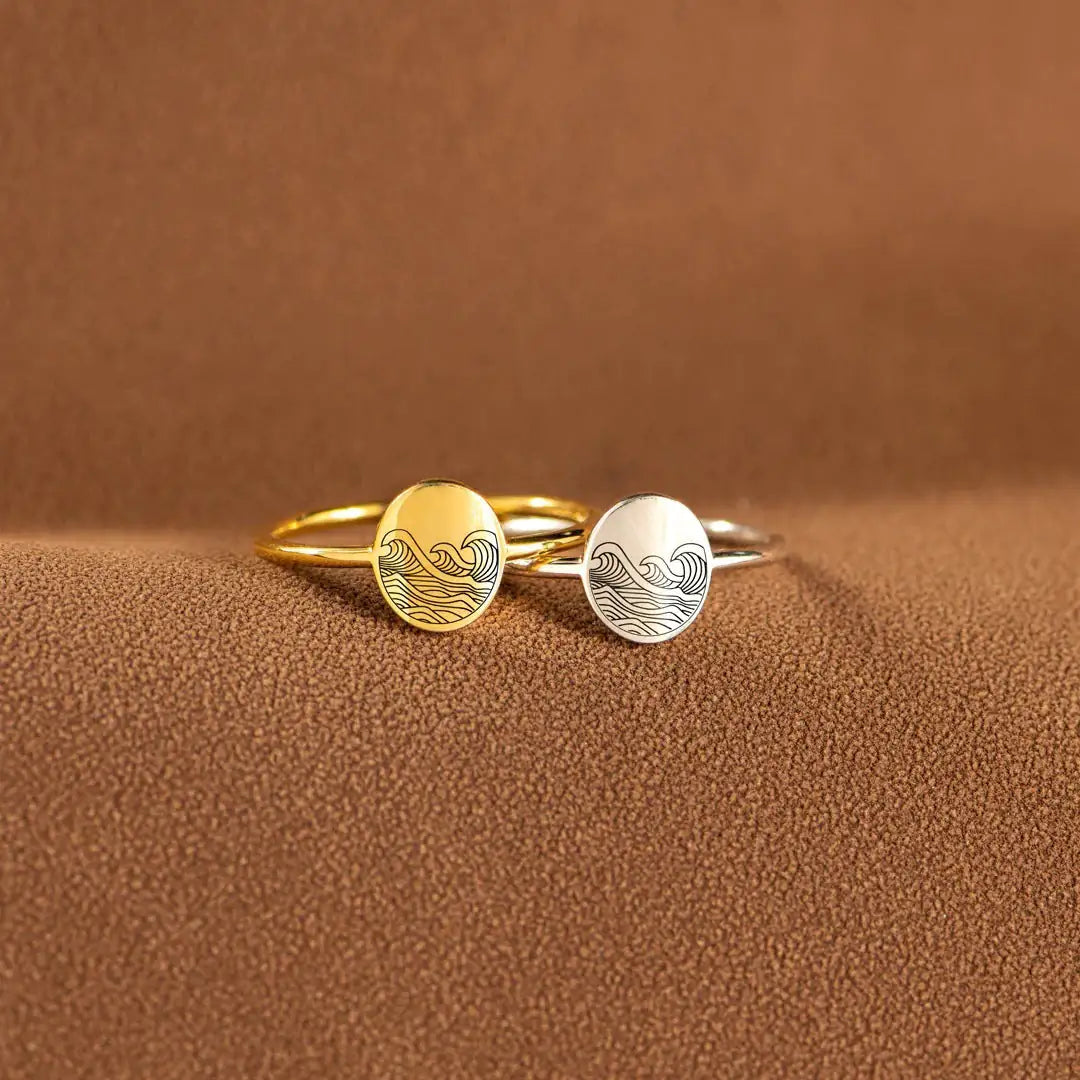 S925 Pure Silver Sea Wave Storm Ring Female Simple