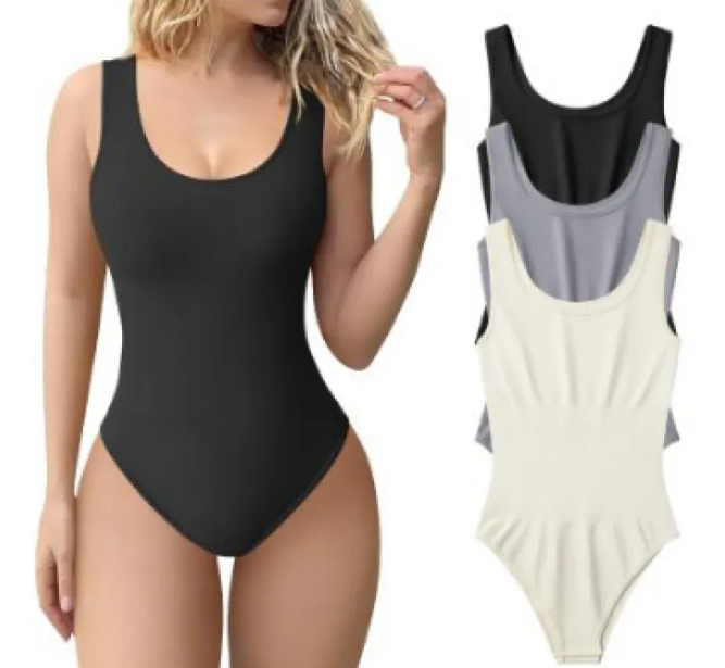 Women's U-neck Sleeveless Vest Tight Jumpsuit - Lingerie