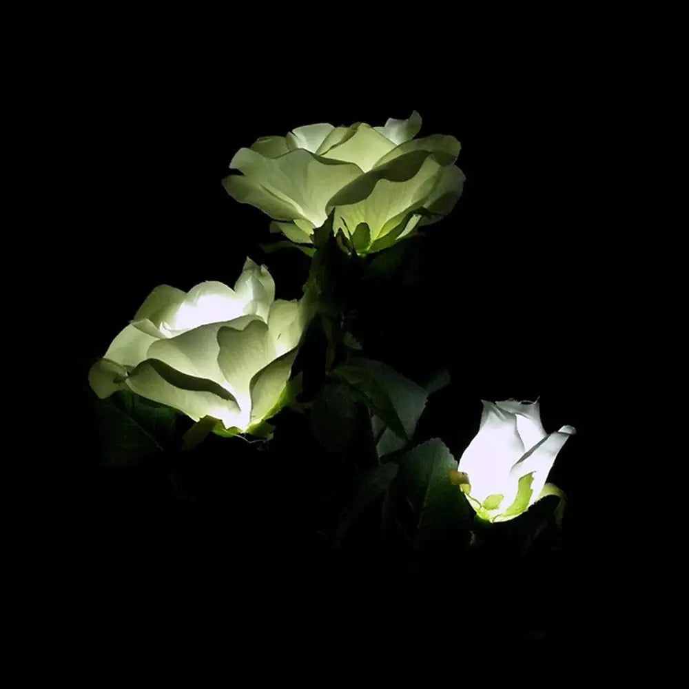 Solar LED White Rose Flower Outdoor Lawn Decor Light - 888