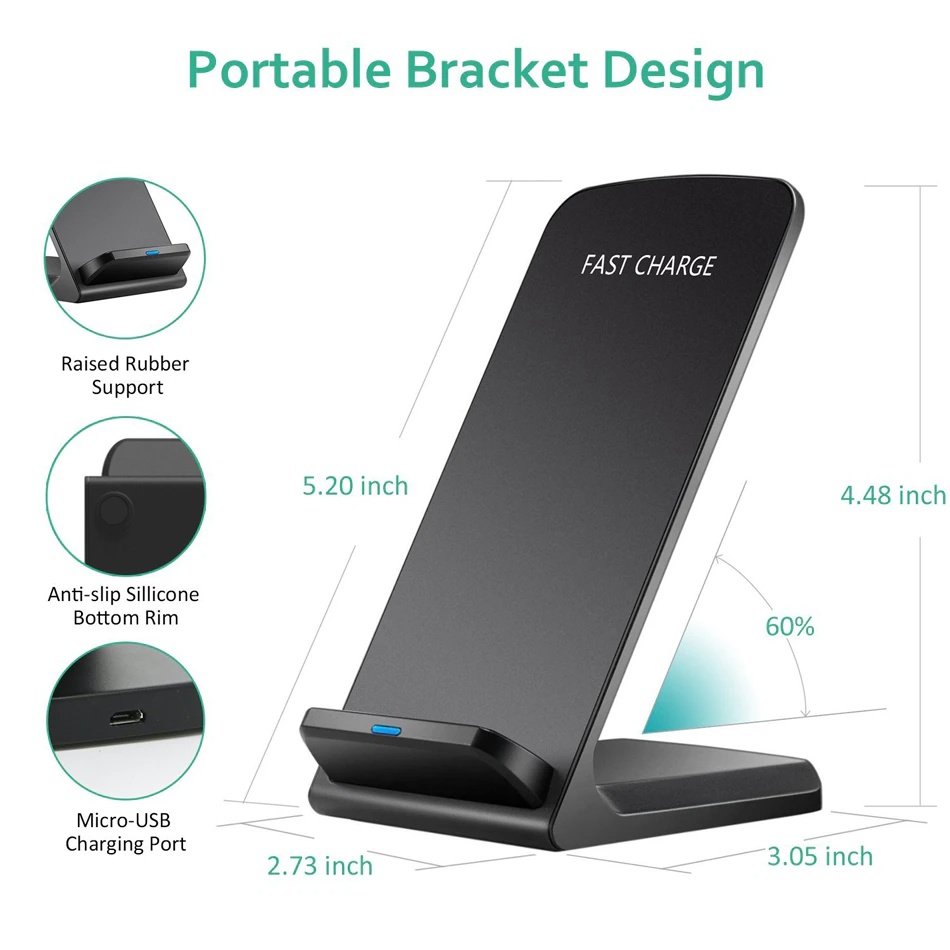 Qi Wireless Fast Charger Charging Pad Stand Dock For Samsung Galaxy iPhone Phone - us seller