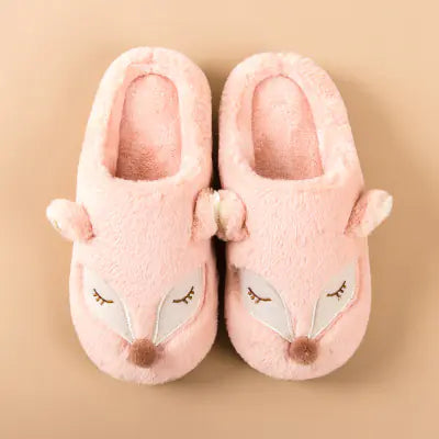 Cute Thick Winter Cotton Slippers for Couples - Fox Design- 888