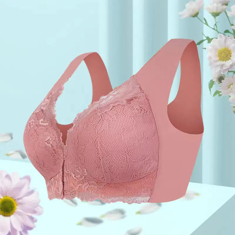 Lace Wireless Bra for Women - Plus Size Front Closure - Lingerie