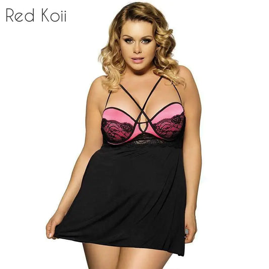 Plus Size Lace Lingerie with Underwire and Slip Dress