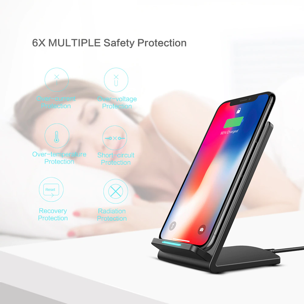 Qi Wireless Fast Charger Charging Pad Stand Dock For Samsung Galaxy iPhone Phone - us seller