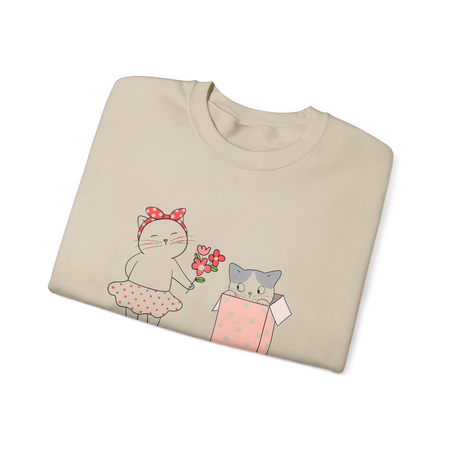 Cute Cat Valentine Crewneck Sweatshirt, Valentine Shirt, Cat, Valentines Heart Sweatshirt, Funny Valentine Day Shirt, Valentine's Day Gift