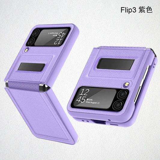 Samsung Galaxy Z Flip 3 Leather Texture Case with Stand