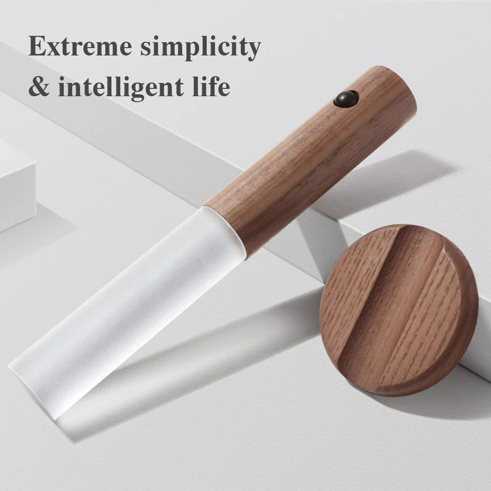 Magnetic Wood PIR Motion Sensor LED Night Light – USB Rechargeable Wireless Cabinet & Corridor Lamp