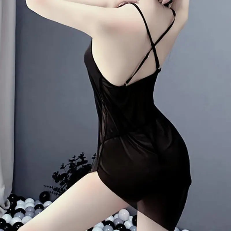 Sexy Summer Sheer Mesh Nightgown with Slit Dress - Lingerie