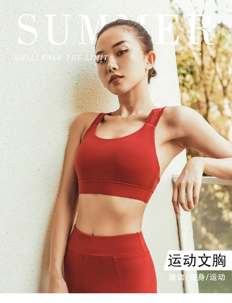 New Yoga Top with Cross Back and Sports Bra Design - Lingerie