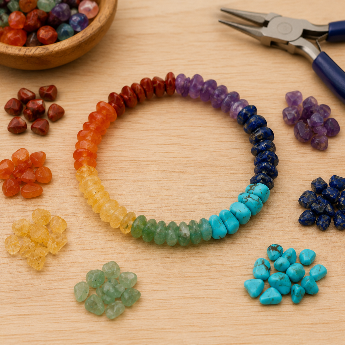 7 Chakra Chip Bracelet