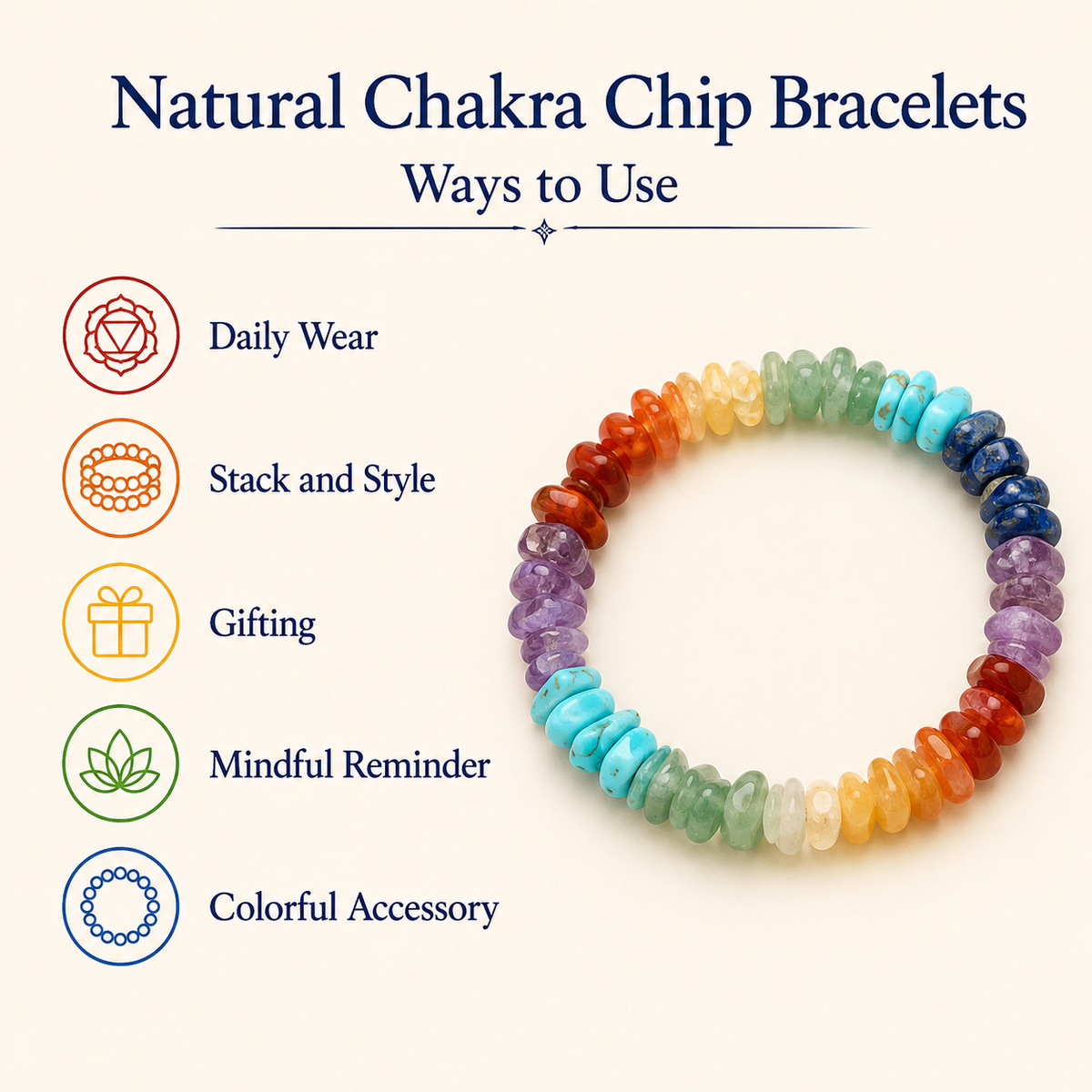7 Chakra Chip Bracelet