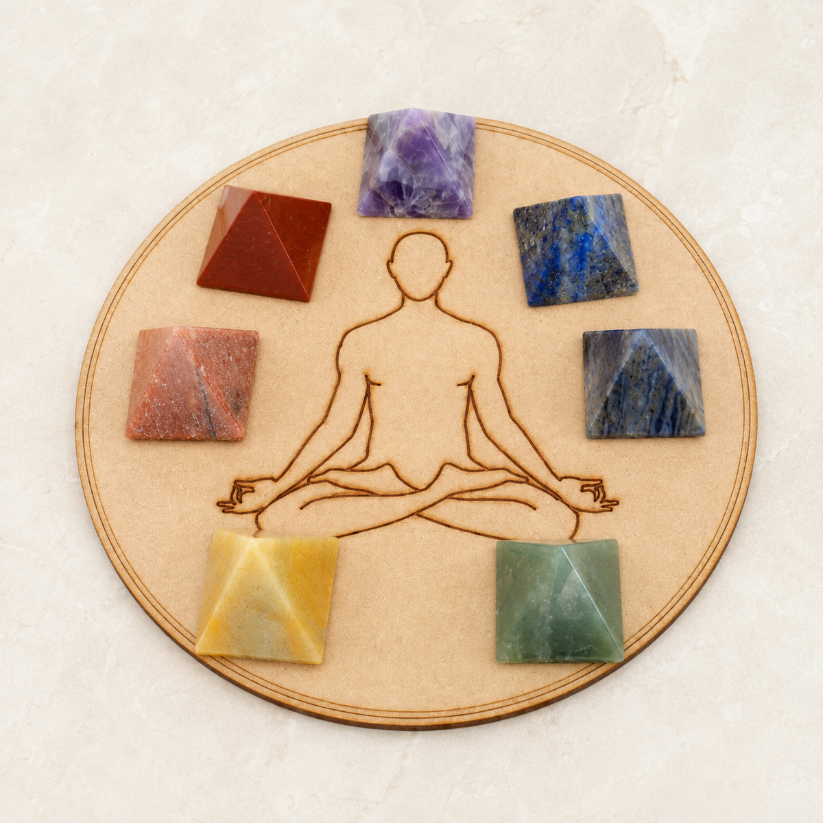 7 Chakra Crystals Pyramids
