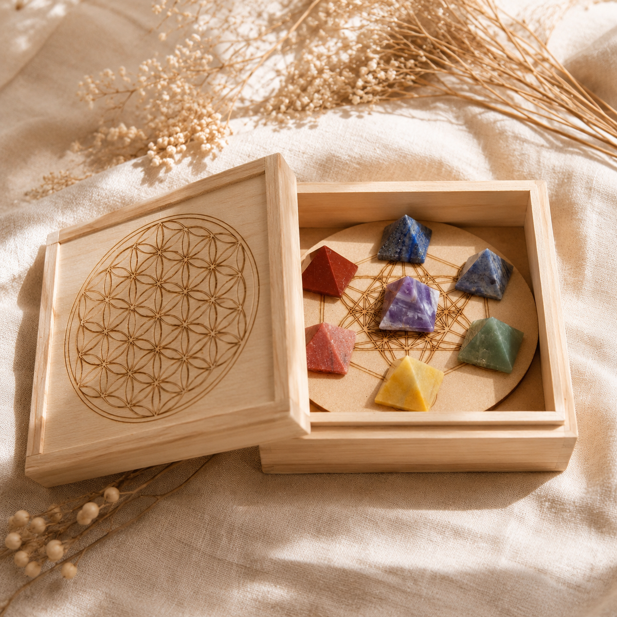 7 Chakra Crystals Pyramids