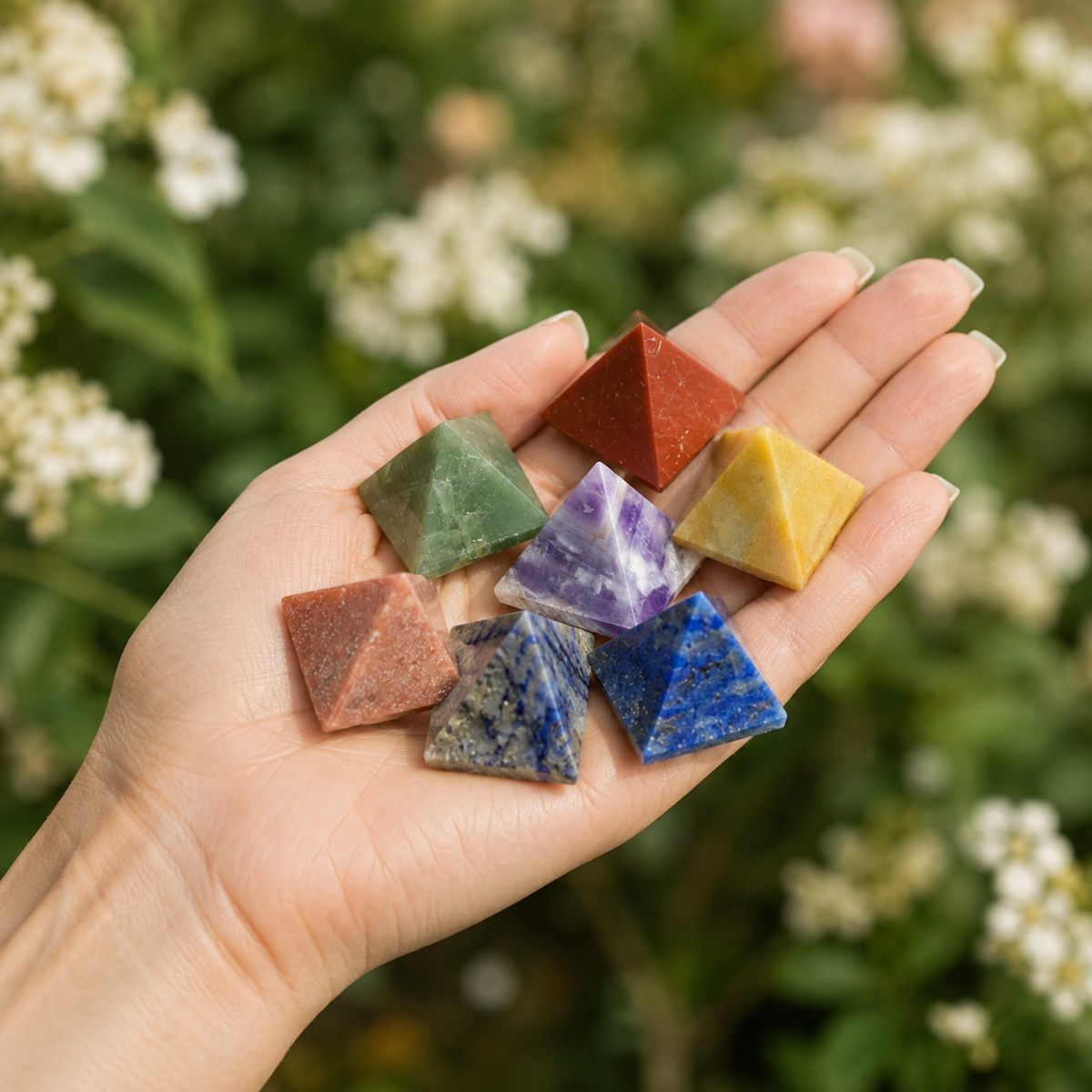 7 Chakra Crystals Pyramids