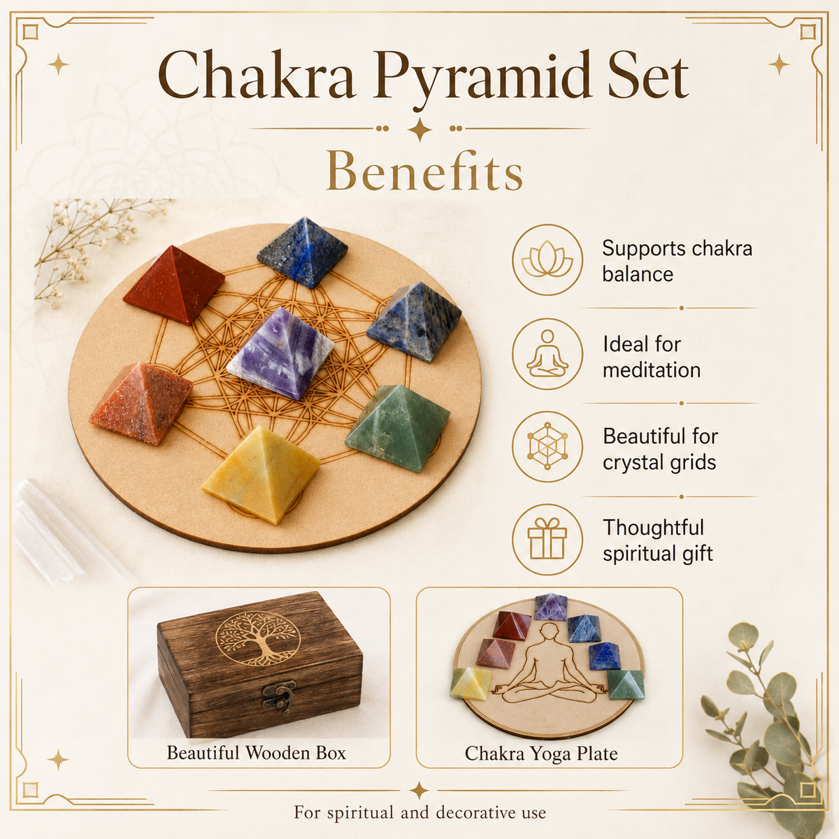 7 Chakra Crystals Pyramids