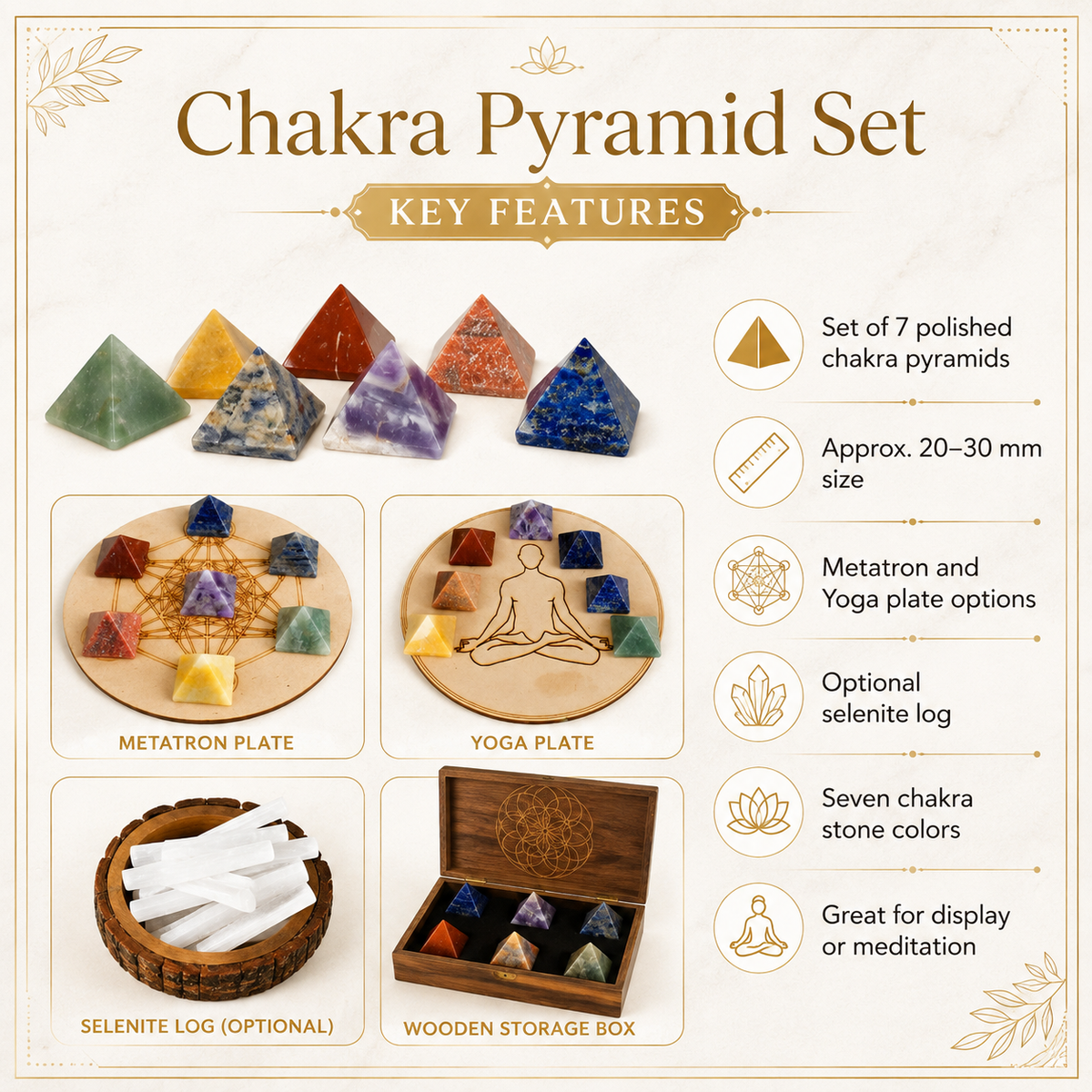 7 Chakra Crystals Pyramids
