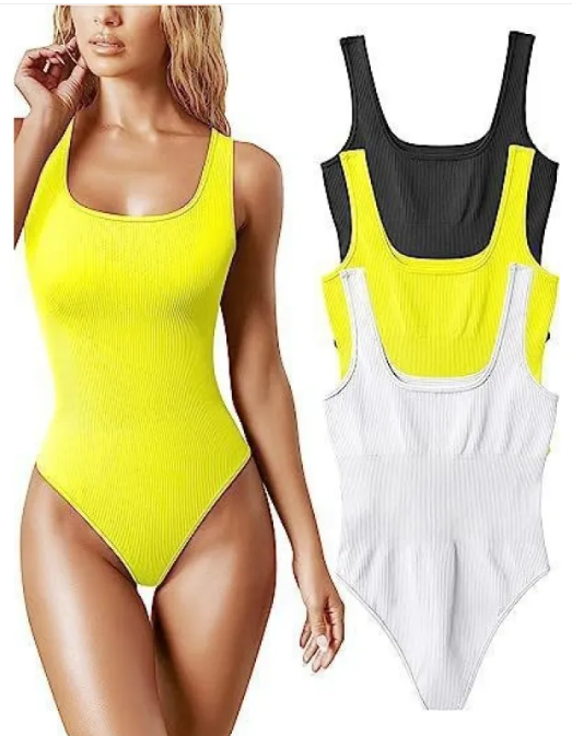Women's U-neck Sleeveless Vest Tight Jumpsuit - Lingerie