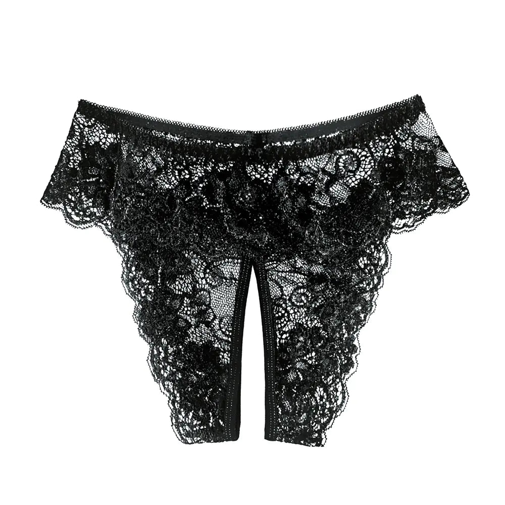 Large Size Open Crotch Lace Panties for Daily Wear - Lingerie
