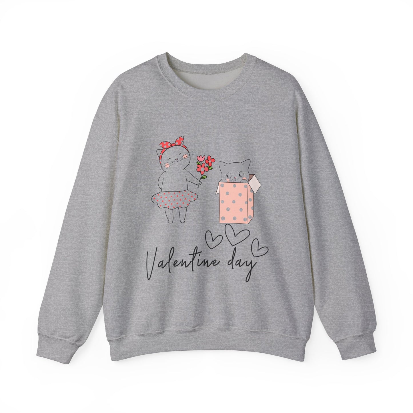 Cute Cat Valentine Crewneck Sweatshirt, Valentine Shirt, Cat, Valentines Heart Sweatshirt, Funny Valentine Day Shirt, Valentine's Day Gift