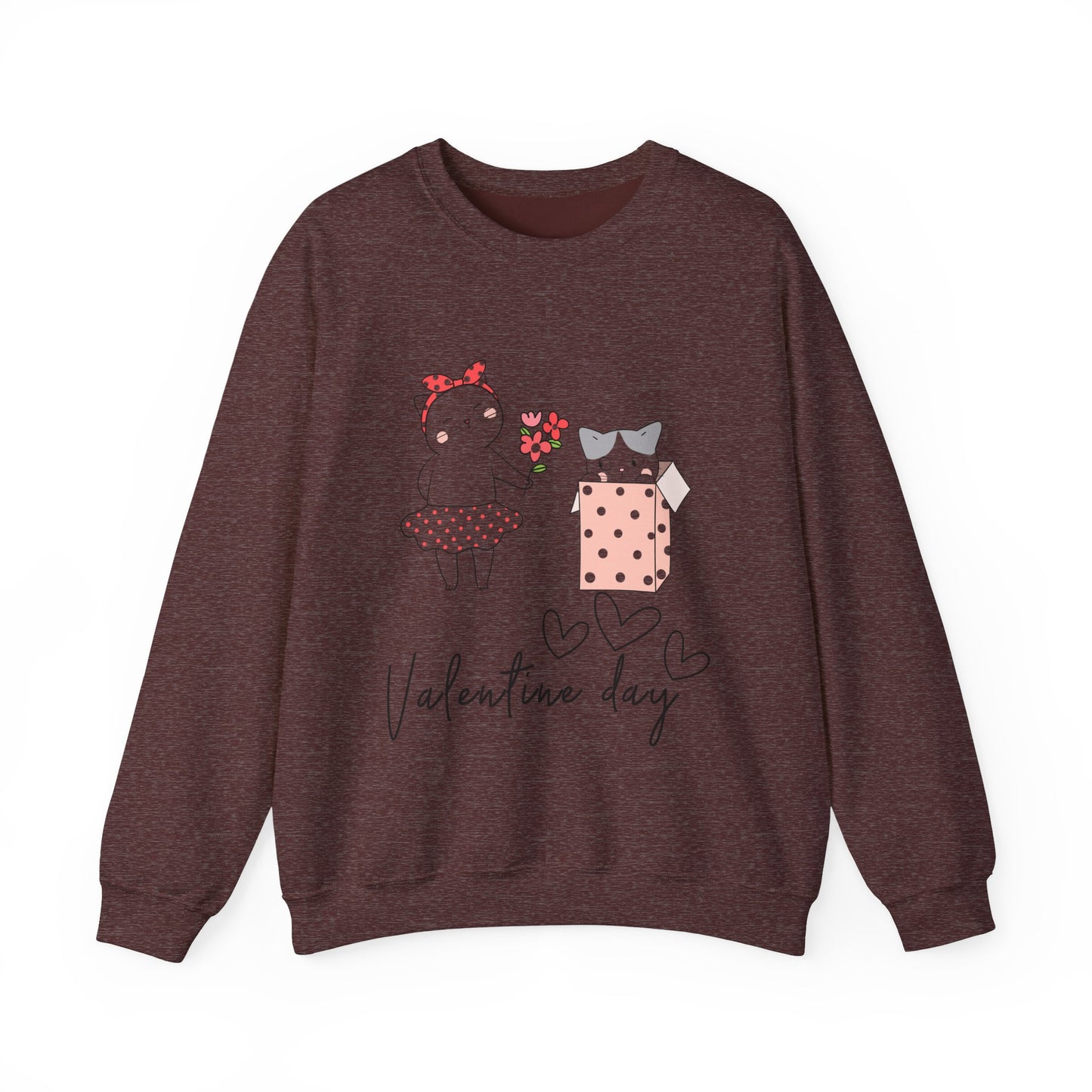 Cute Cat Valentine Crewneck Sweatshirt, Valentine Shirt, Cat, Valentines Heart Sweatshirt, Funny Valentine Day Shirt, Valentine's Day Gift