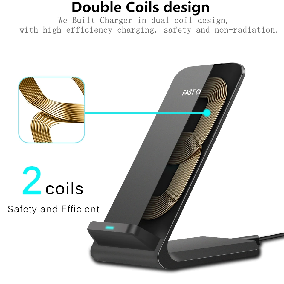 Qi Wireless Fast Charger Charging Pad Stand Dock For Samsung Galaxy iPhone Phone - us seller