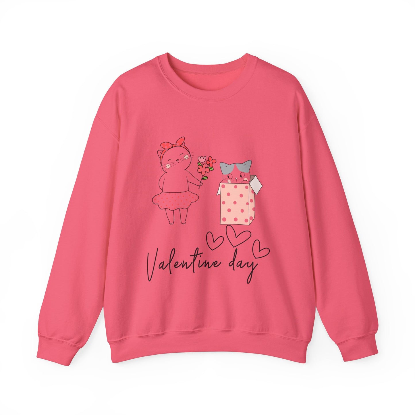 Cute Cat Valentine Crewneck Sweatshirt, Valentine Shirt, Cat, Valentines Heart Sweatshirt, Funny Valentine Day Shirt, Valentine's Day Gift