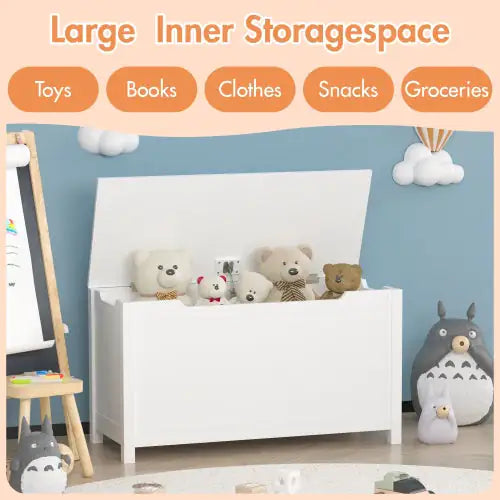 Children's White Wooden Toy Box