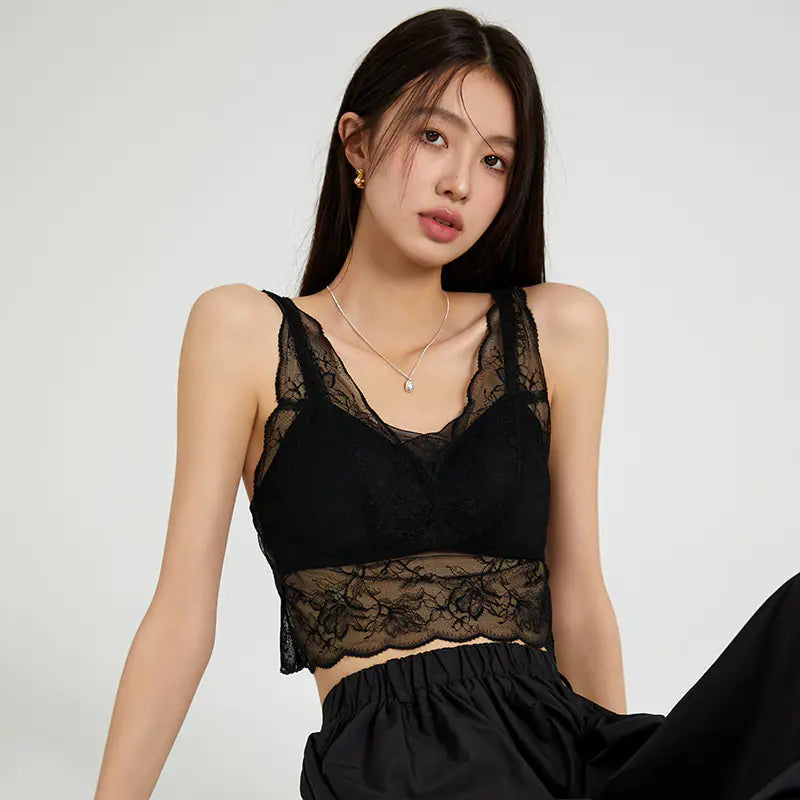 Lace French Bra for Women - Wireless and Supportive - Lingerie