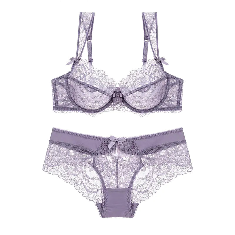 Lace Trim Sexy Sheer Women's Lingerie Set
