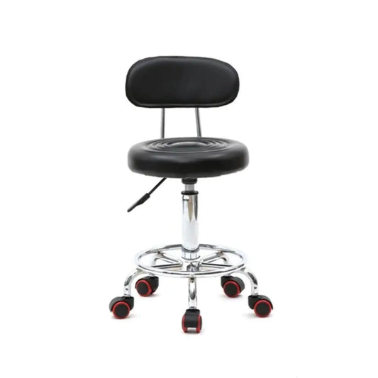 Round Shape Adjustable Salon Stool With Back And Line Black XH