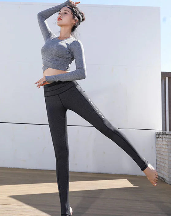 Women's Long Sleeve Cross Yoga Top - Quick-Dry Fitness Shirt - Lingerie