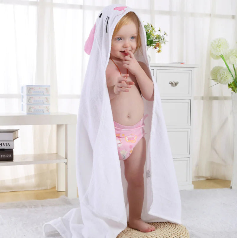 Cartoon Animal Baby Bathrobe and Hooded Towel Set