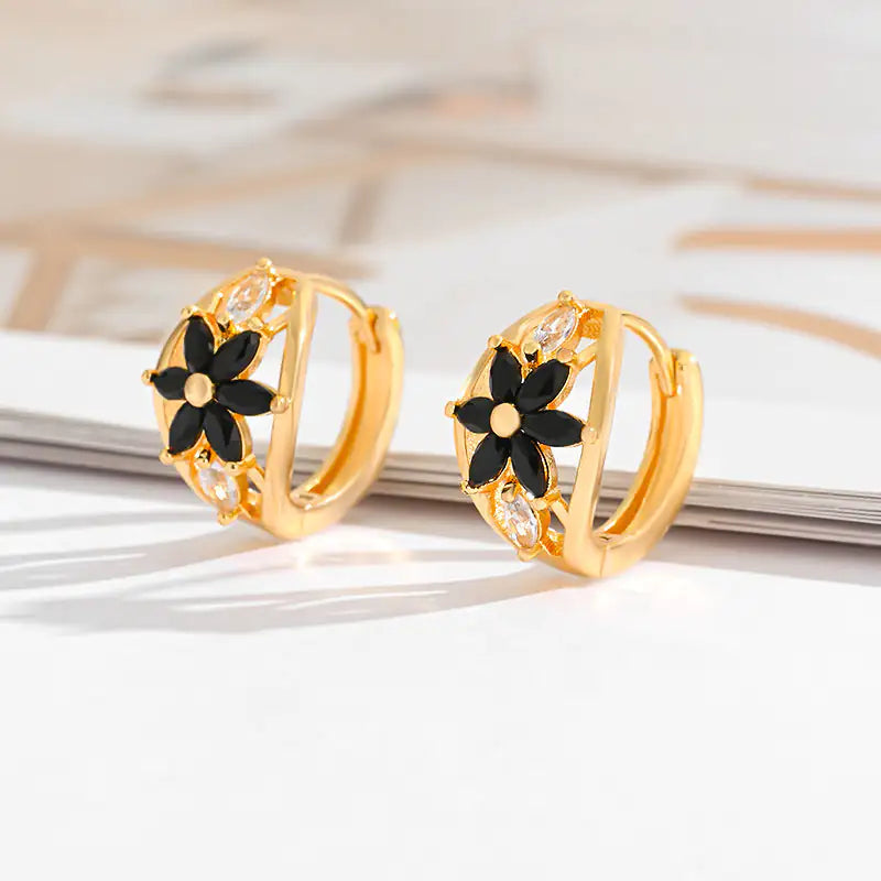 Fashion Multi-style Square Crystal Zircon Ornament Gold Plated Diamond Ear Ring
