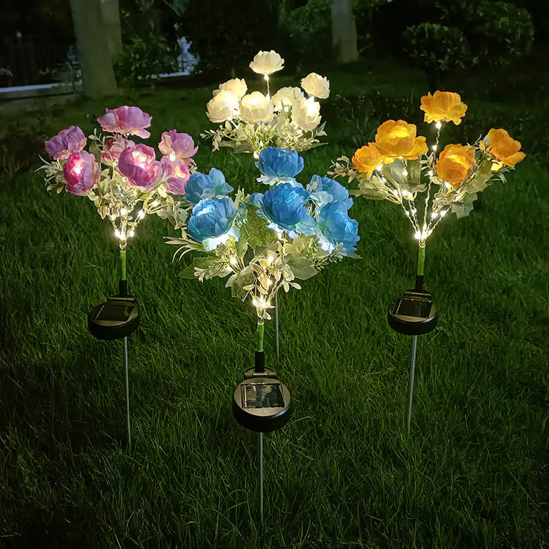 Solar LED Peony Garden Light for Outdoor Decoration - 888