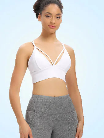 New Deep V Yoga Sports Bra with Cross Back Design - Lingerie