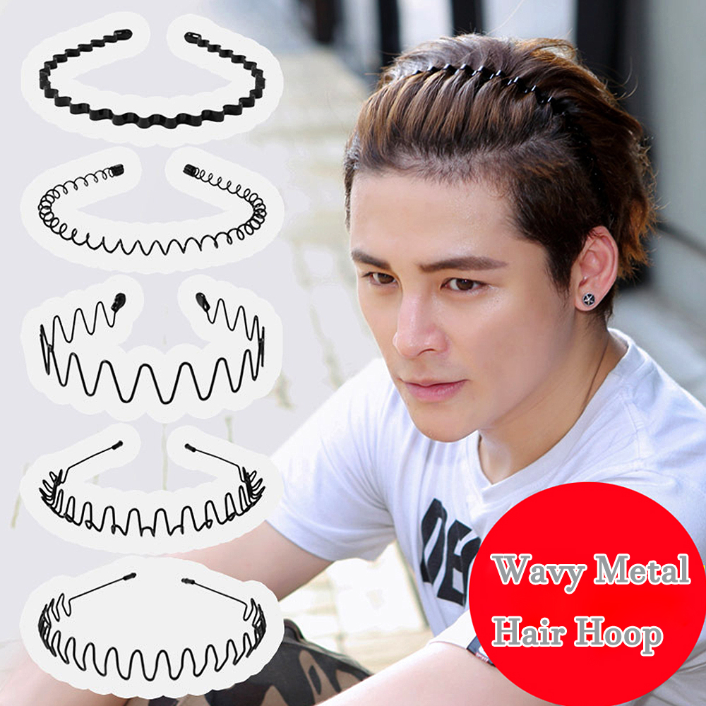 6Pcs Metal Hair Headband Wave Style Hoop Band Comb Sports Hairband Men Women US seller