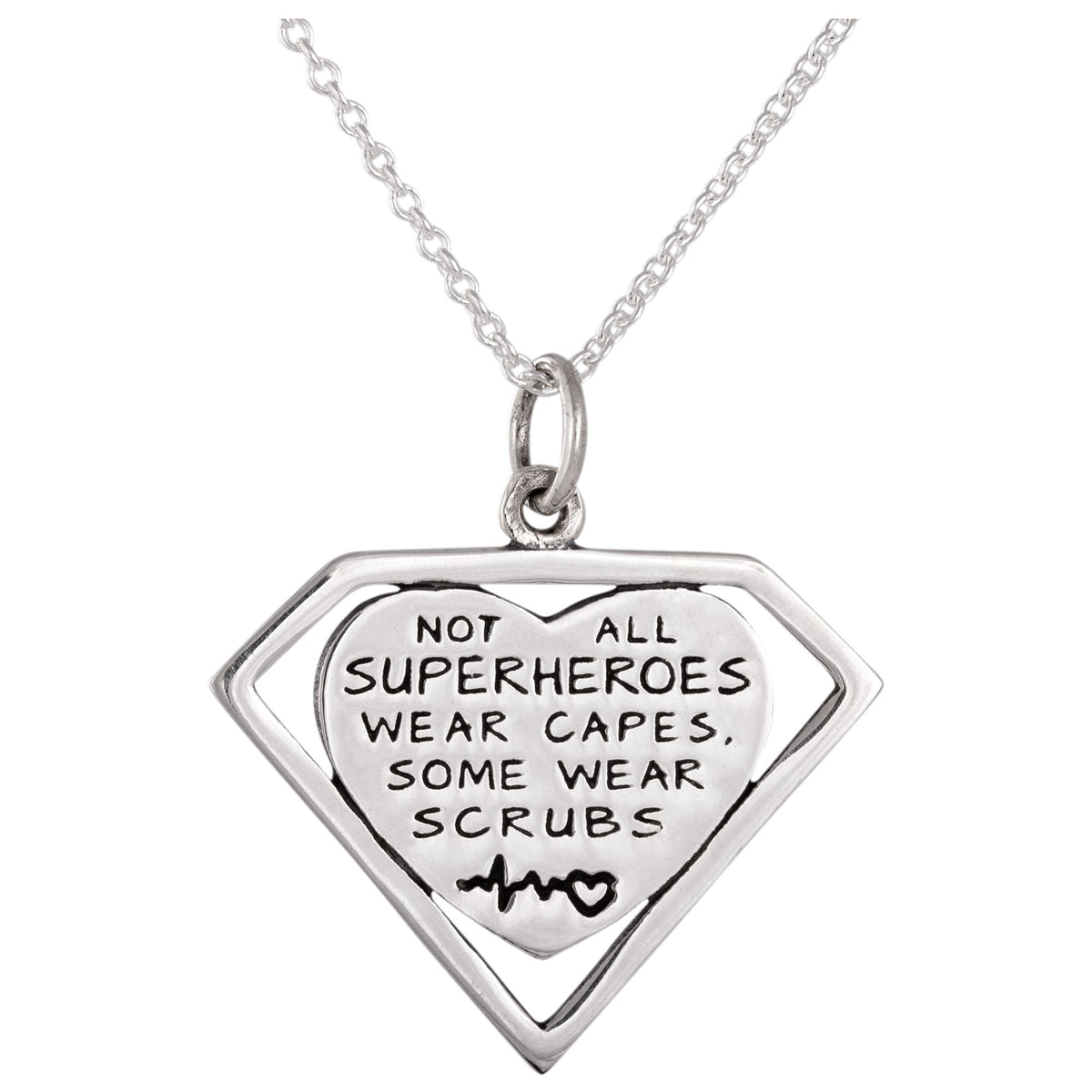 Healthcare Superhero Sterling Silver Necklace