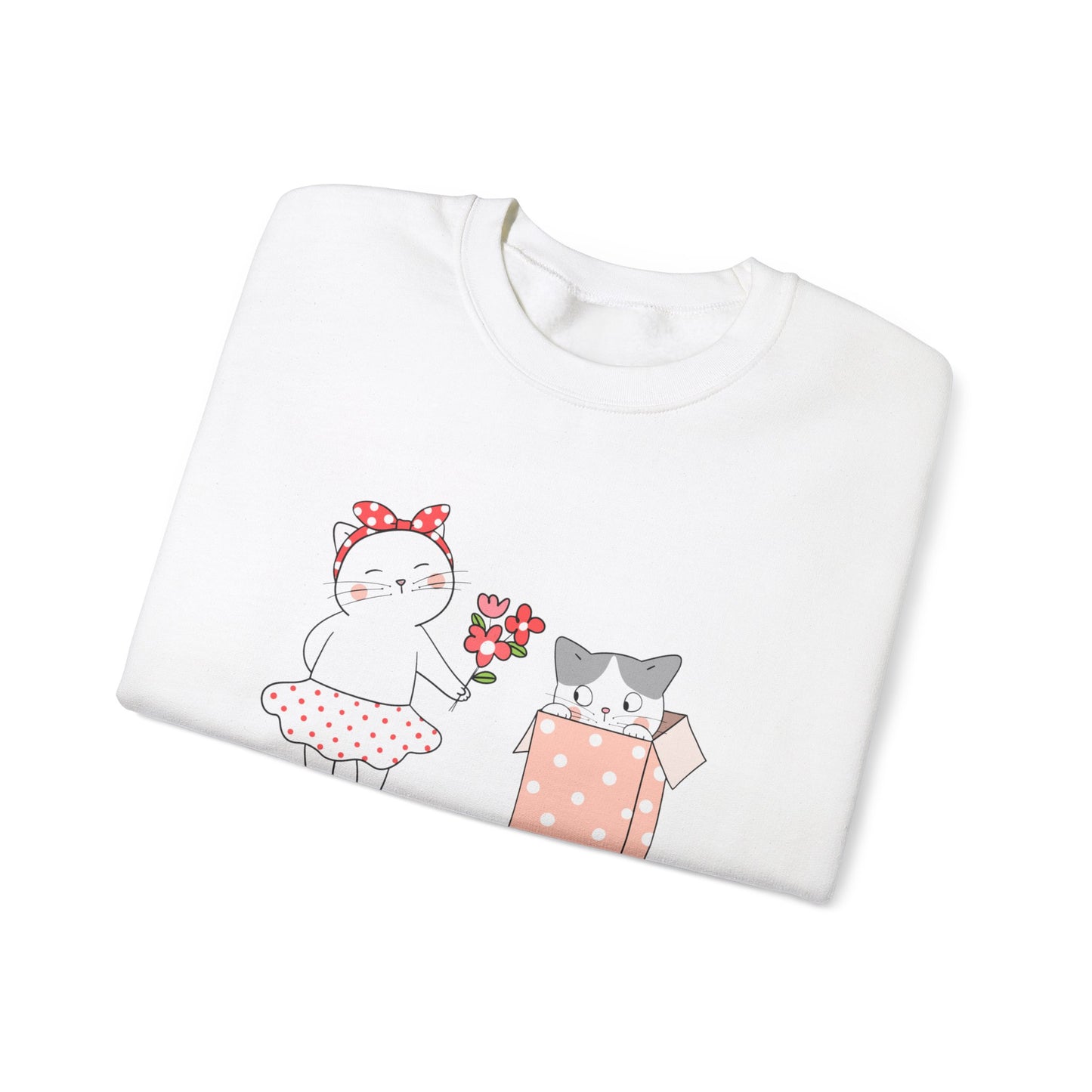 Cute Cat Valentine Crewneck Sweatshirt, Valentine Shirt, Cat, Valentines Heart Sweatshirt, Funny Valentine Day Shirt, Valentine's Day Gift