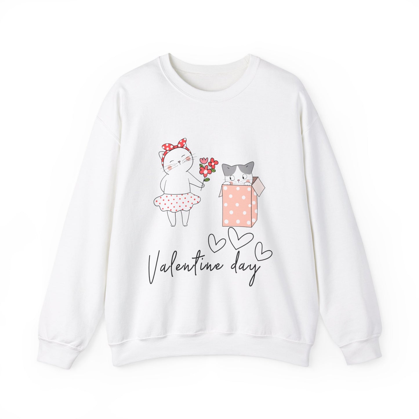 Cute Cat Valentine Crewneck Sweatshirt, Valentine Shirt, Cat, Valentines Heart Sweatshirt, Funny Valentine Day Shirt, Valentine's Day Gift