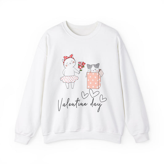 Cute Cat Valentine Crewneck Sweatshirt, Valentine Shirt, Cat, Valentines Heart Sweatshirt, Funny Valentine Day Shirt, Valentine's Day Gift