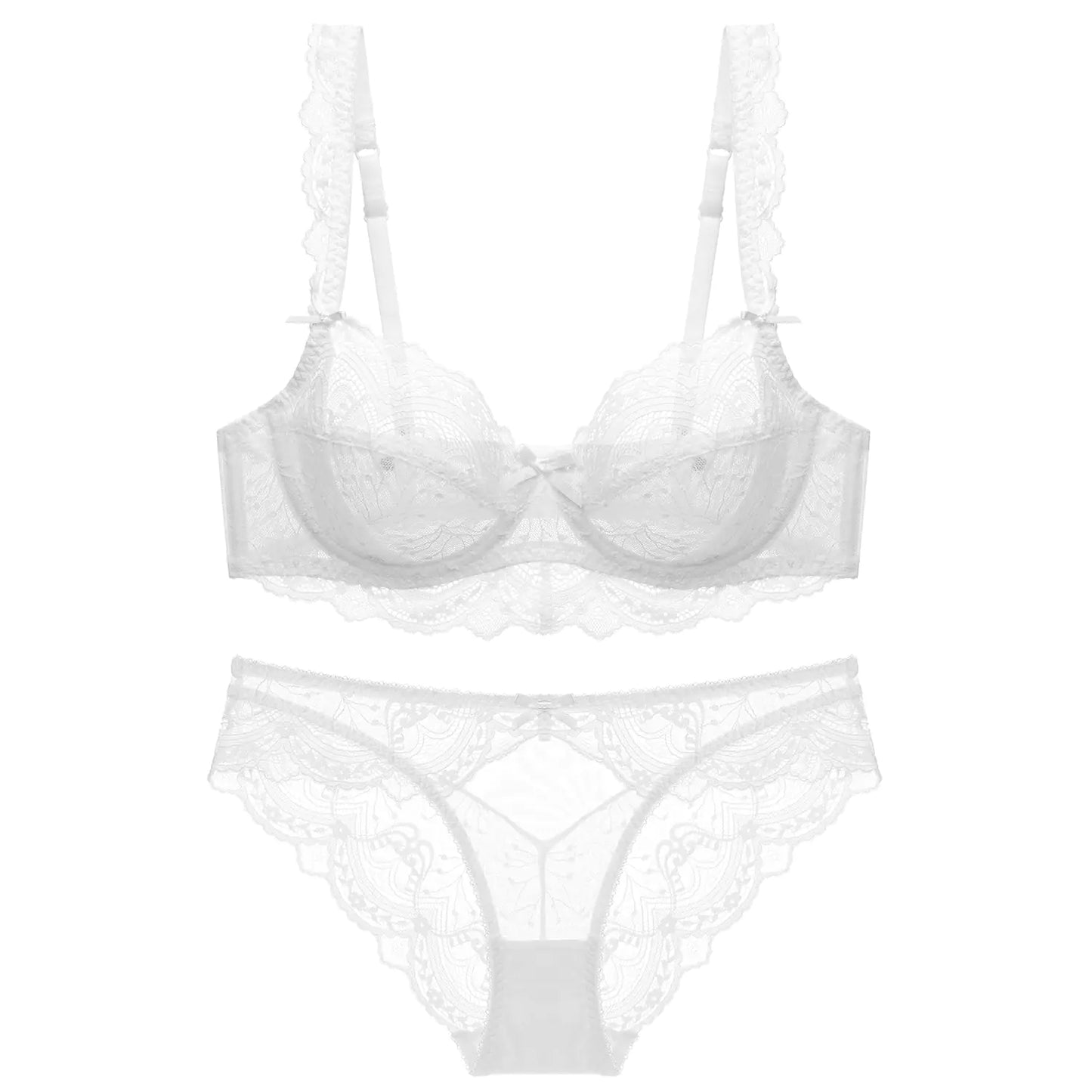 Ultra-thin Transparent Lace Bra Set for Women - Lingerie