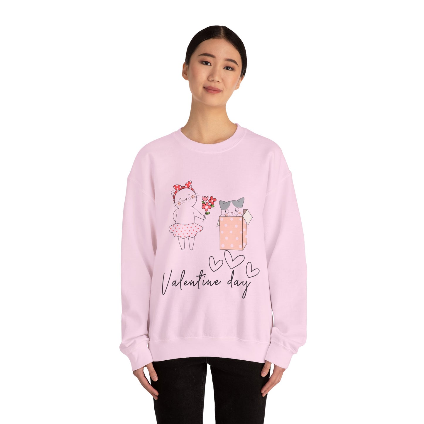 Cute Cat Valentine Crewneck Sweatshirt, Valentine Shirt, Cat, Valentines Heart Sweatshirt, Funny Valentine Day Shirt, Valentine's Day Gift