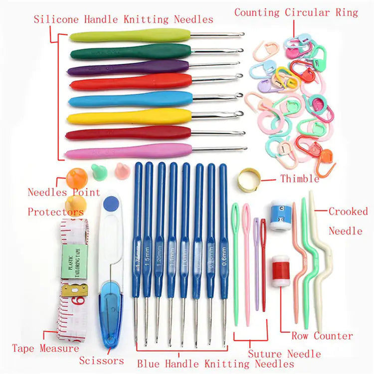 Crochet Set Handmade Wool Crochet Crochet Tool Set Combination Bag Metal Aluminum Yarn Needle