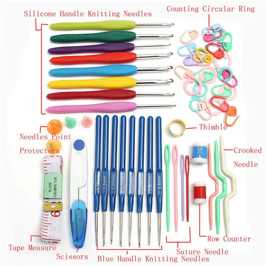 Crochet Set Handmade Wool Crochet Crochet Tool Set Combination Bag Metal Aluminum Yarn Needle